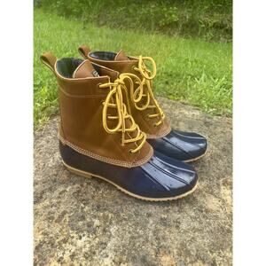 G.H. BASS Harlequin Duck Boots Women’s Sz 9 Waterproof Rain Snow Leather Upper